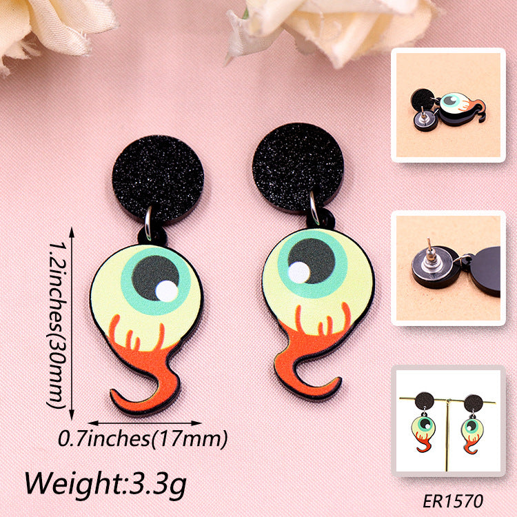 Acrylic Halloween Eye Ear Studs (Minimo de compra 5) MIC-XiaoY041