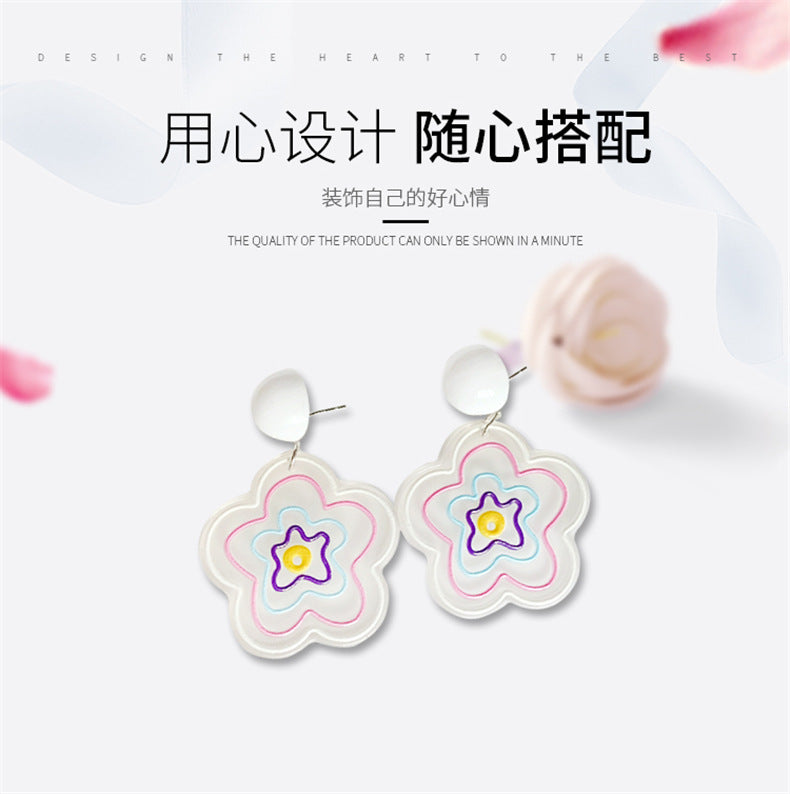 Alloy painted graffiti flower earrings (Minimo de Compra 2) MIC-QingE003