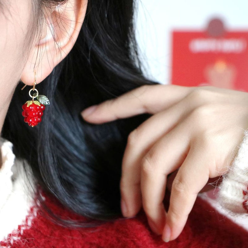 Alloy fruit strawberry tassel earrings (Minimo de compra 2) MIC-KuL008