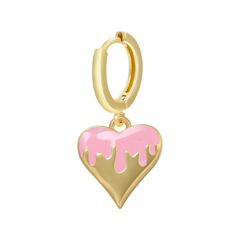 Alloy Peach Heart Oil Dropping Earrings (Minimo de Compra 2) MIC-JuC026