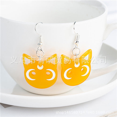 Resin cartoon transparent moon cat earrings (Minimo de Compra 2) MIC-YouY002