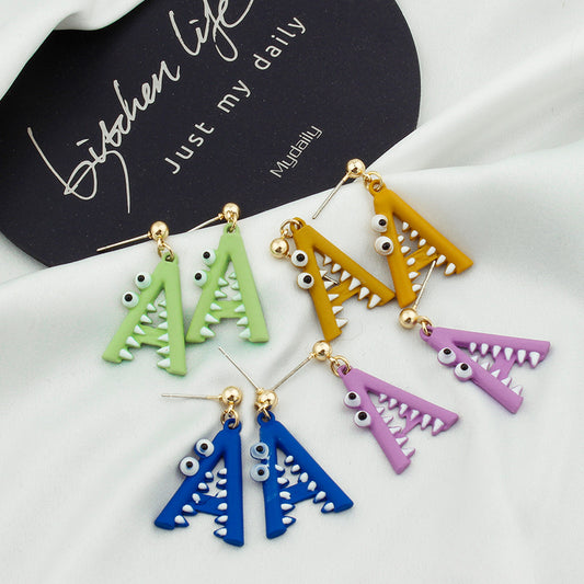 Alloy letter crocodile earrings MYA-XinT015