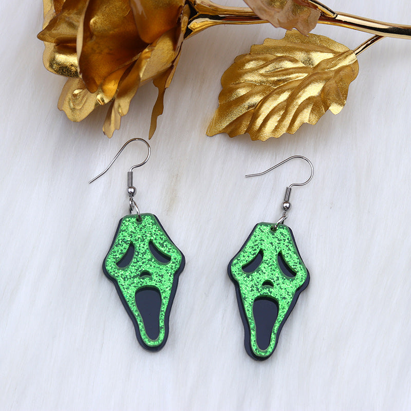 Acrylic Halloween Pumpkin Bat Earrings (Minimo de Compra 2) MIC-DuA045