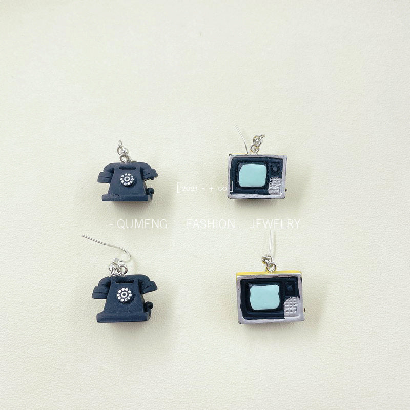 Alloy acrylic telephone and television radio earrings MYA-OuG104