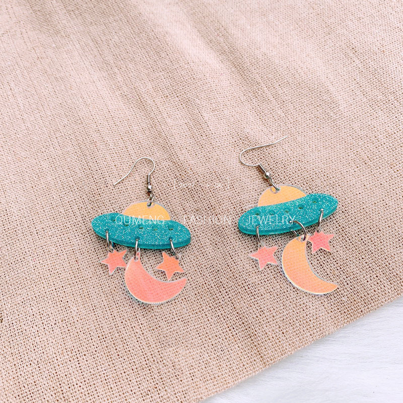 Acrylic Moon Star Earrings （Minimo de compra 2） MIC-OuG016