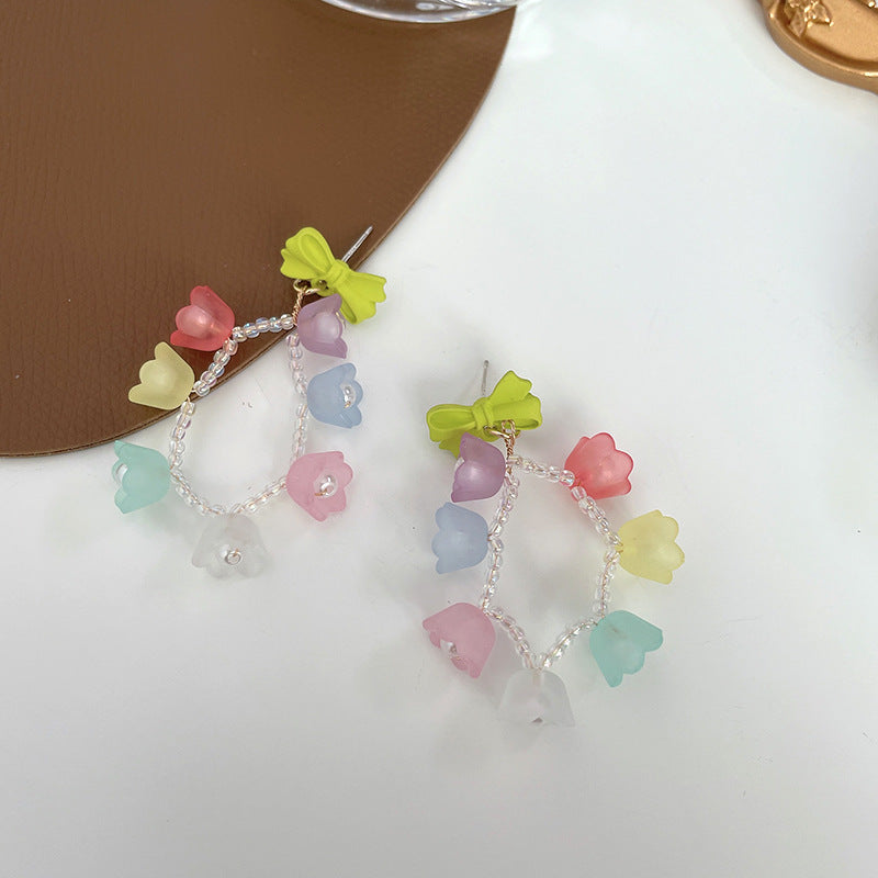 Alloy colored flower earrings MYA-LSY036