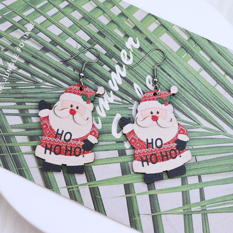 Acrylic Santa Claus Elk Snowman Earrings MYA-DuA071