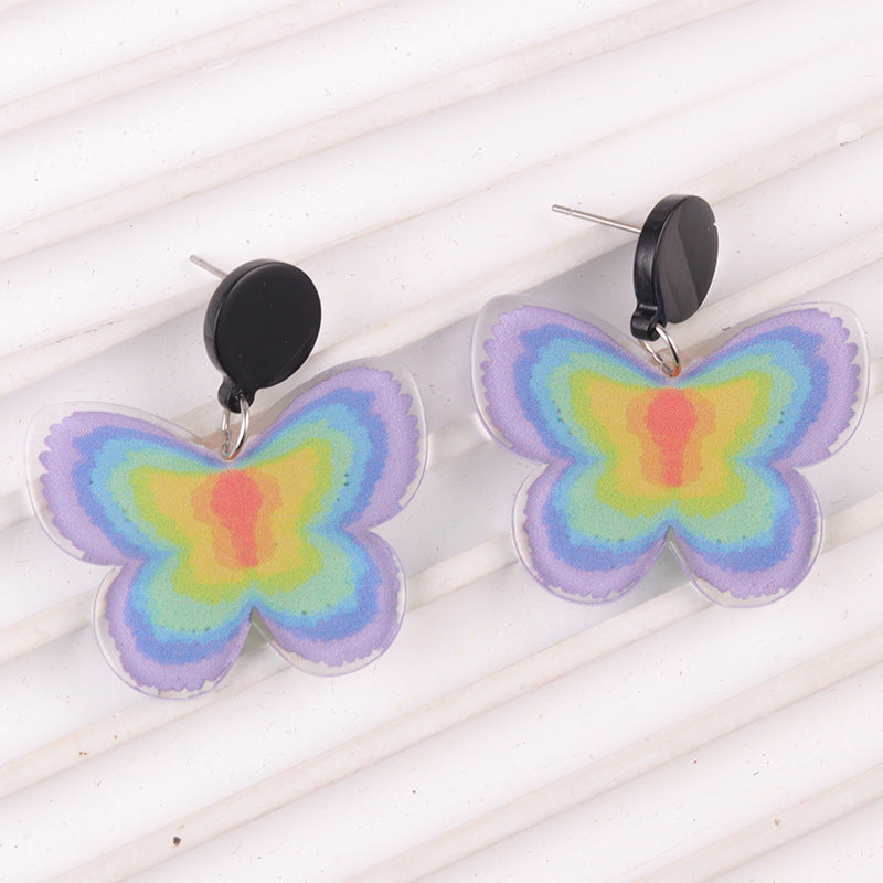 Acrylic contrasting butterfly earrings MYA-DuA088