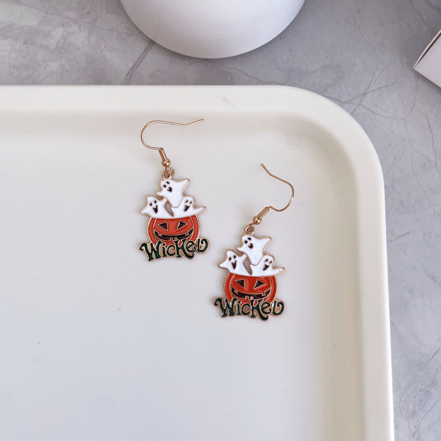 Alloy pumpkin skull earrings (Minimo de Compra 2) MIC-YiJ035