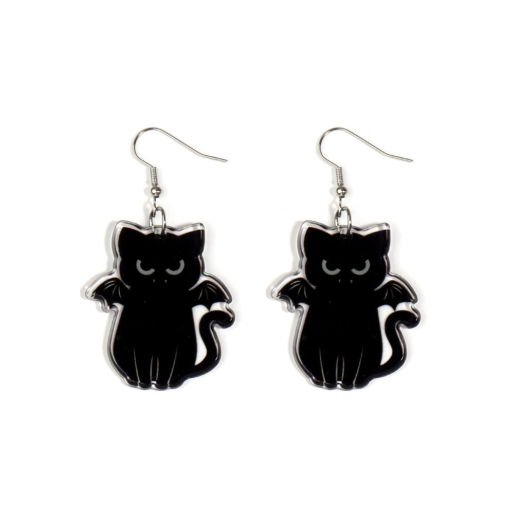 Acrylic Halloween Black Cat Earrings (Minimo de Compra 2) MIC-ZiT003