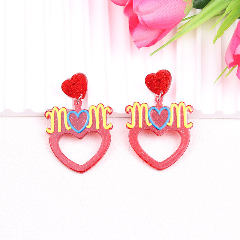 Acrylic hollow red heart earrings MYA-DuA085