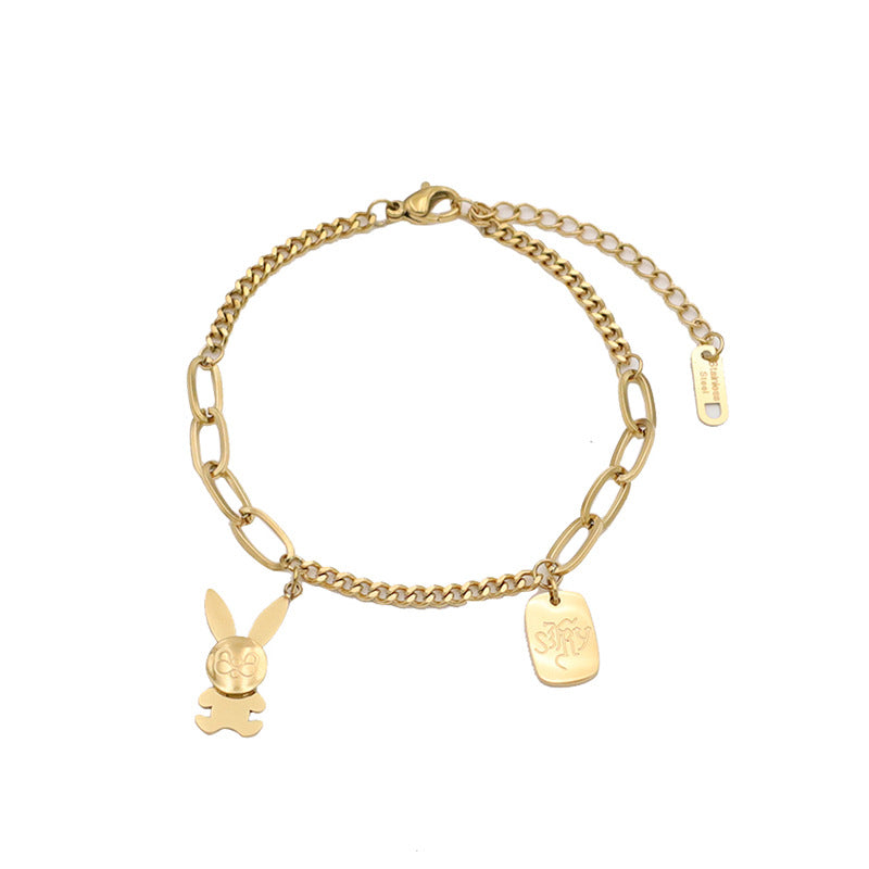 Stainless steel gold-plated cute rabbit bracelet MYA-XuanJ018