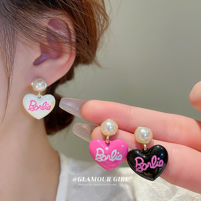 Alloy English Letter Pearl Dropping Oil Earrings (Minimo de Compra 2) MIC-BY004