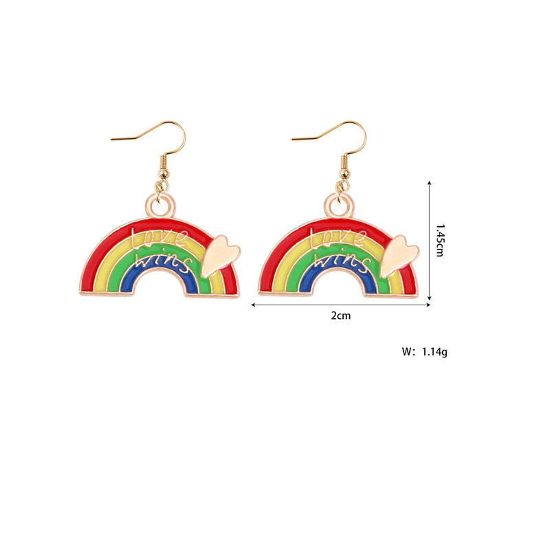 Alloy Rainbow Oil Dropping Earrings MIC-YiY004