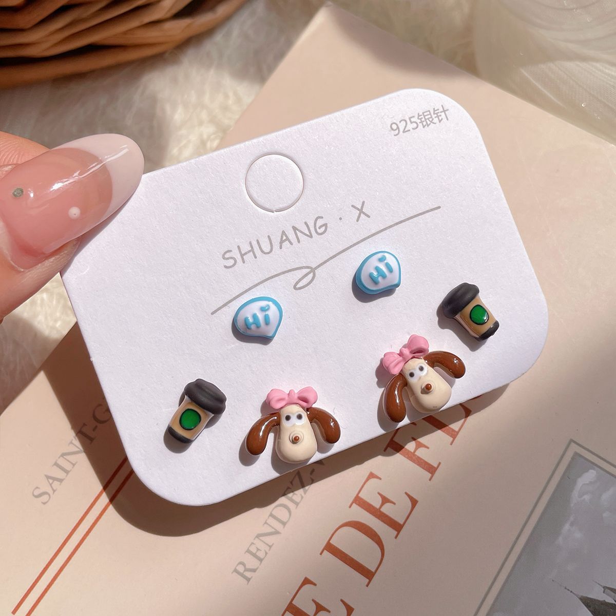 Alloy small fresh cartoon three piece earring set MIC-ShuangX048