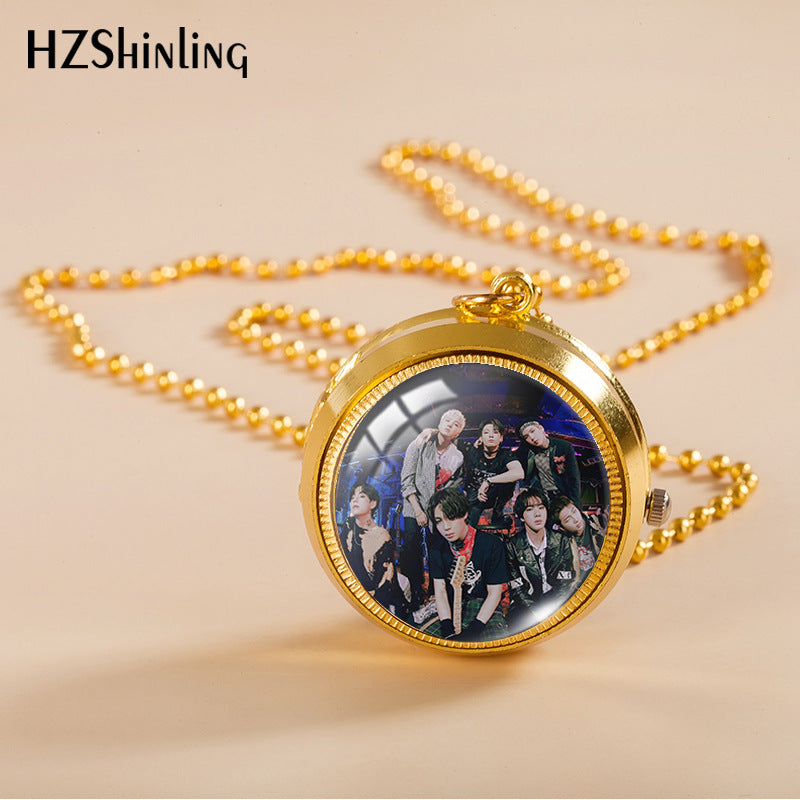 Alloy Time Gem Pocket Watch Necklace MIC-XiangL029