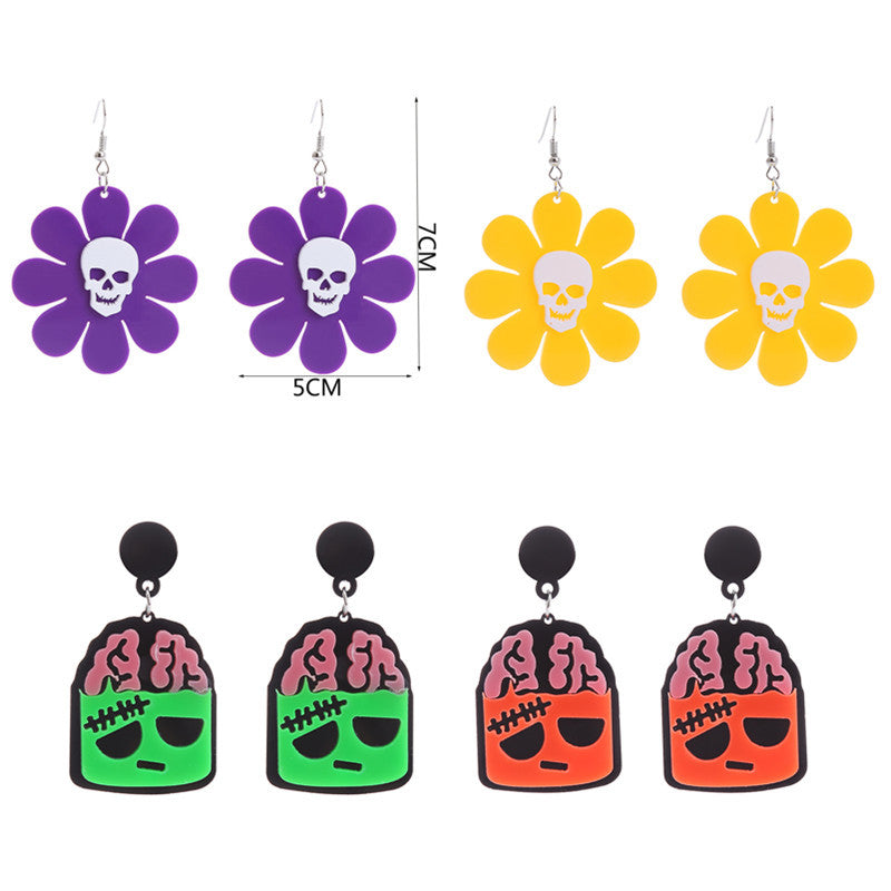 Acrylic New Skull Teeth Earrings (Minimo de Compra 2) MIC-ChouT036