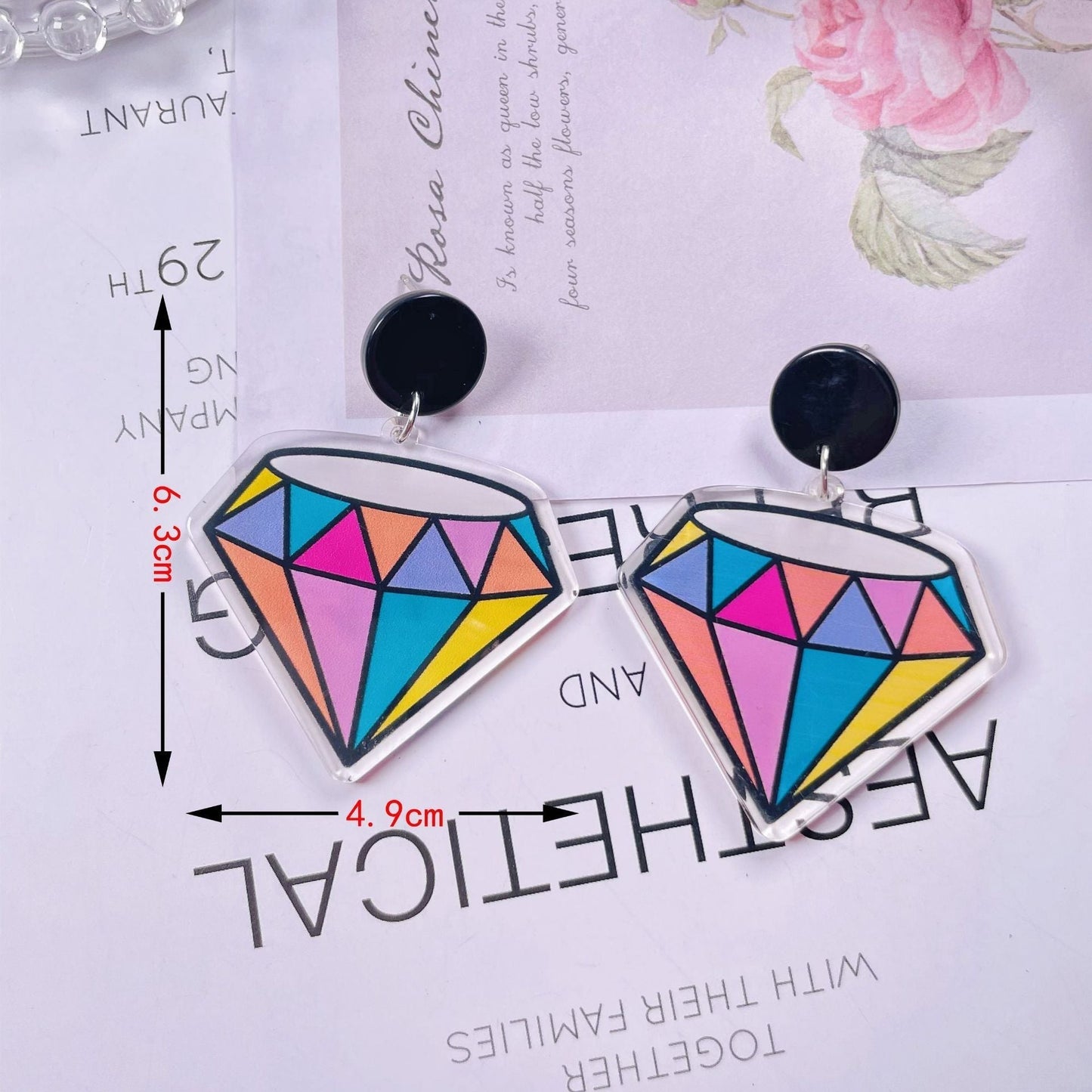 acrylic fun graffiti transparent acrylic flower earrings Minimo de compra 2 jiayi006