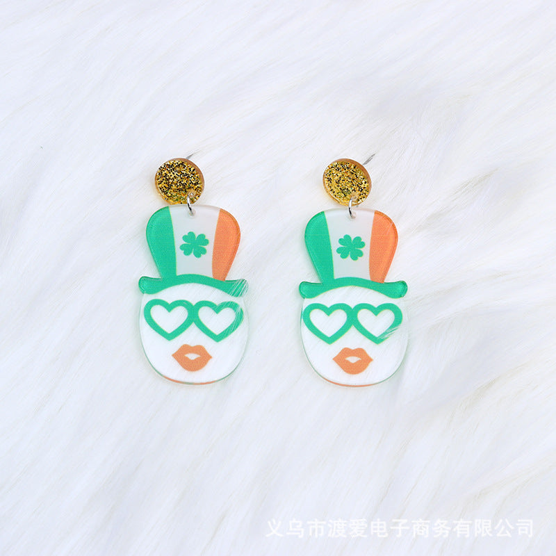 Acrylic Clover Hat Butterfly Earrings MIC-DuAi006