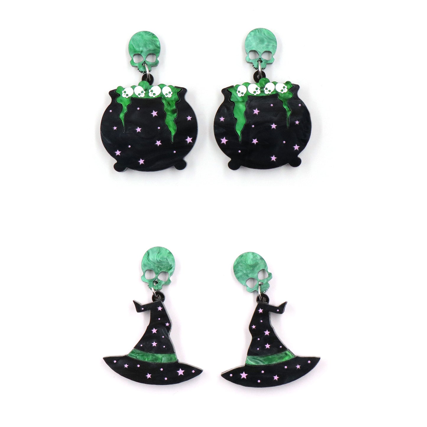 Acrylic Halloween Skull Head Earrings (Minimo de compra 5) MIC-XiaoY045