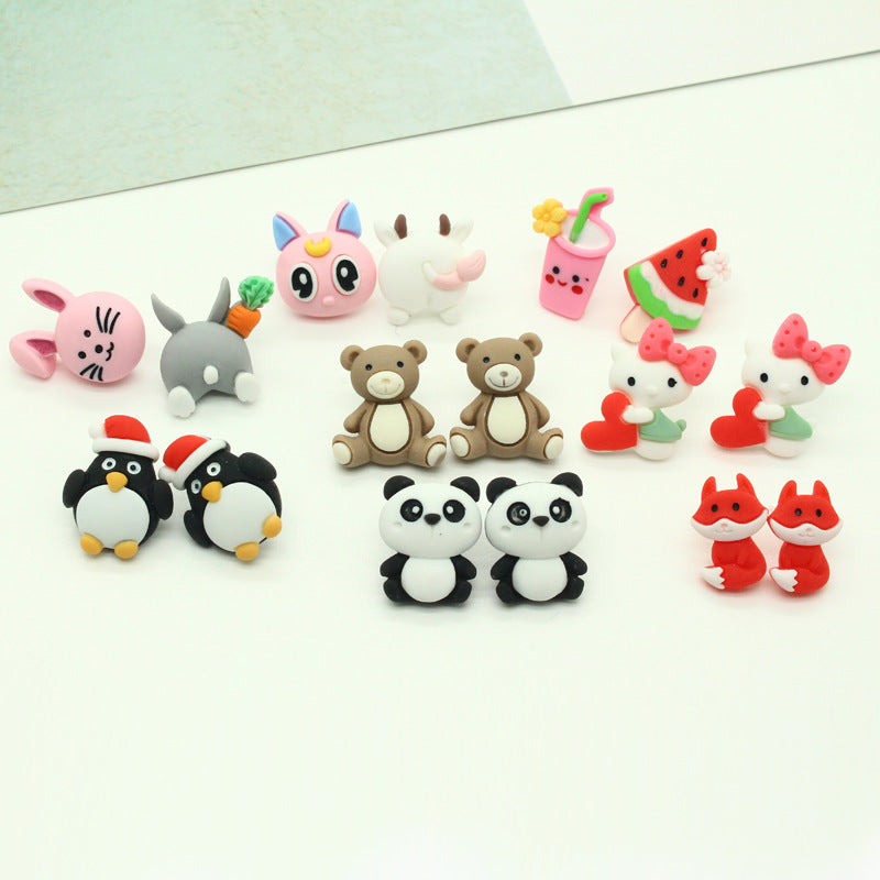 Acrylic Asymmetric Animal Earrings (Minimo de Compra 3) MYA-JueJ008