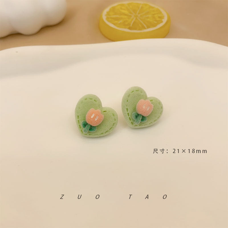 Flocking New Love Flower Earrings MIC-XingW005