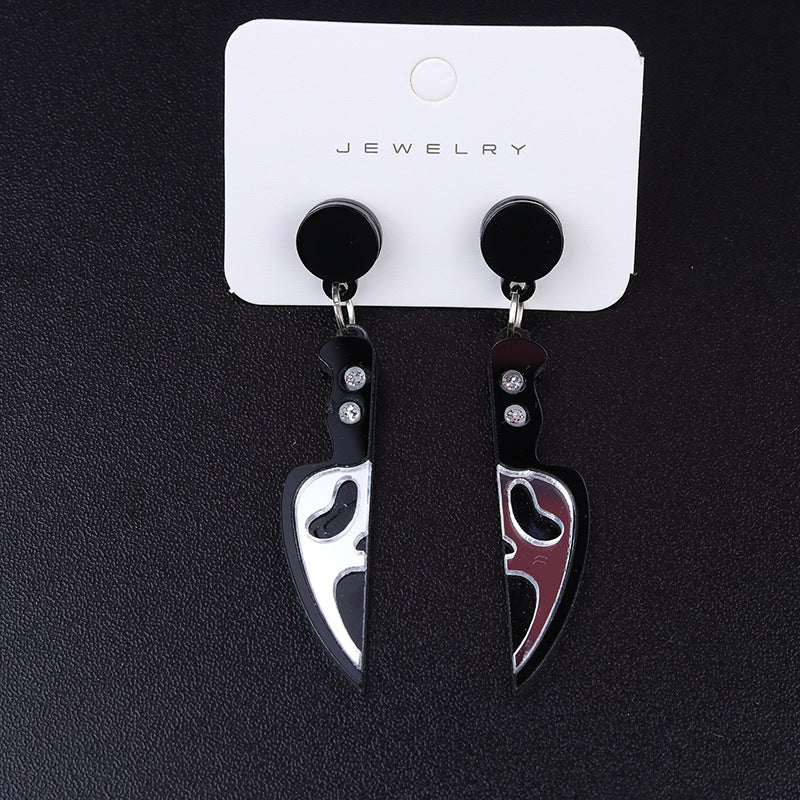 Acrylic Halloween Skull Knife earrings (Minimo de Compra 2) MYA-DuA032