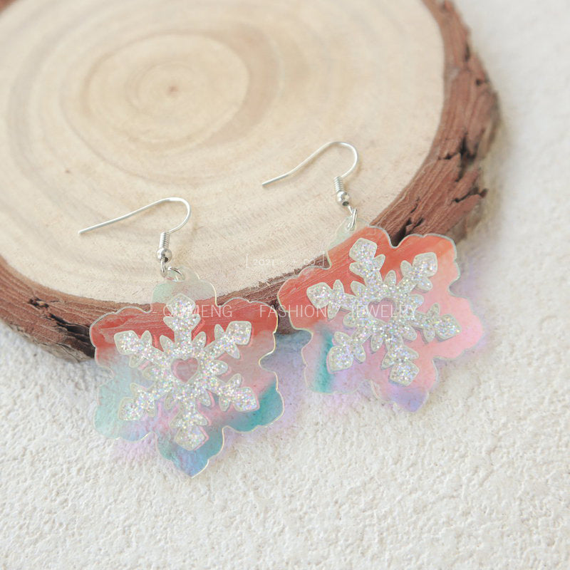 Acrylic Christmas Snowflake Earrings MYA-OuG082