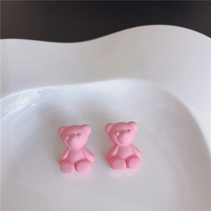 Acrylic frosted three-dimensional bear earrings MIC-AXing002