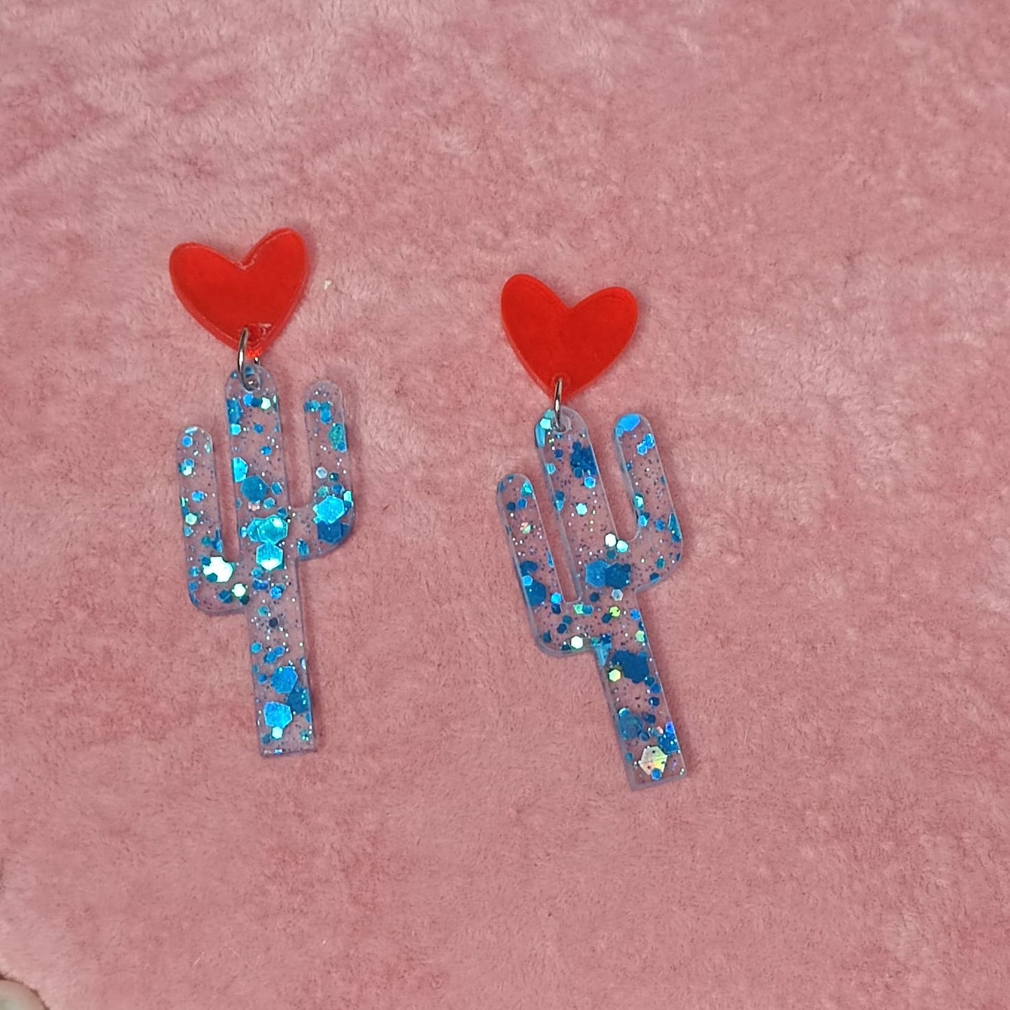 Acrylic cactus heart earrings MIC-JiuT010