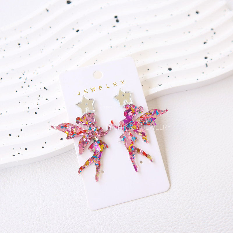 Alloy acrylic sequin notes elf earrings MIC-OuG126