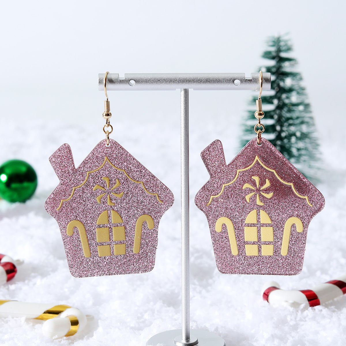 Acrylic Christmas House Earrings (Minimo de Compra 5) MIC-DaiW007