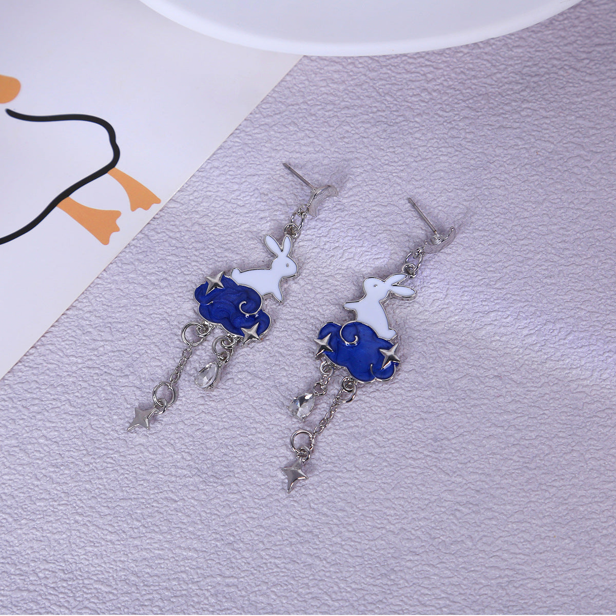 Alloy Dripping Oil Cloud Rabbit Earrings MYA-MDD183