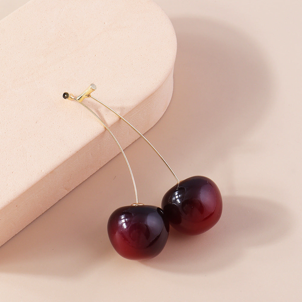 Alloy Fruit Cherry Earrings  MYA-YueS012