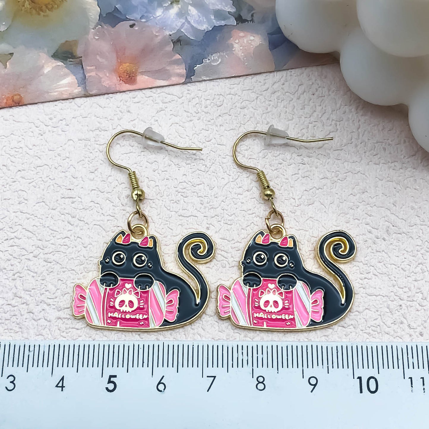 Alloy Halloween cartoon cat candy earrings (Minimo de compra 5) MIC-OuL003