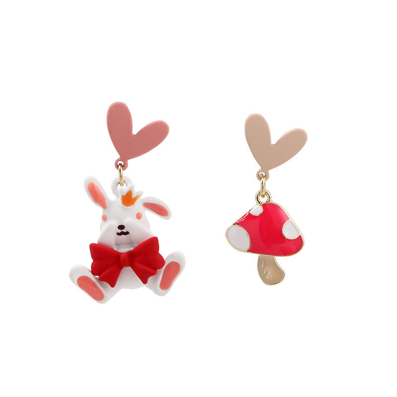 Alloy Cute Wind Love Mushroom Rabbit Earrings (Minimo de compra 2) MIC-FuZ014