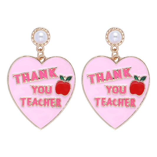 Alloy New Pink Love English Earrings MIC-JuJ006