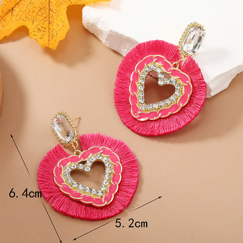 Acrylic Round Peach Heart Hollow Earrings MIC-KaiQ015