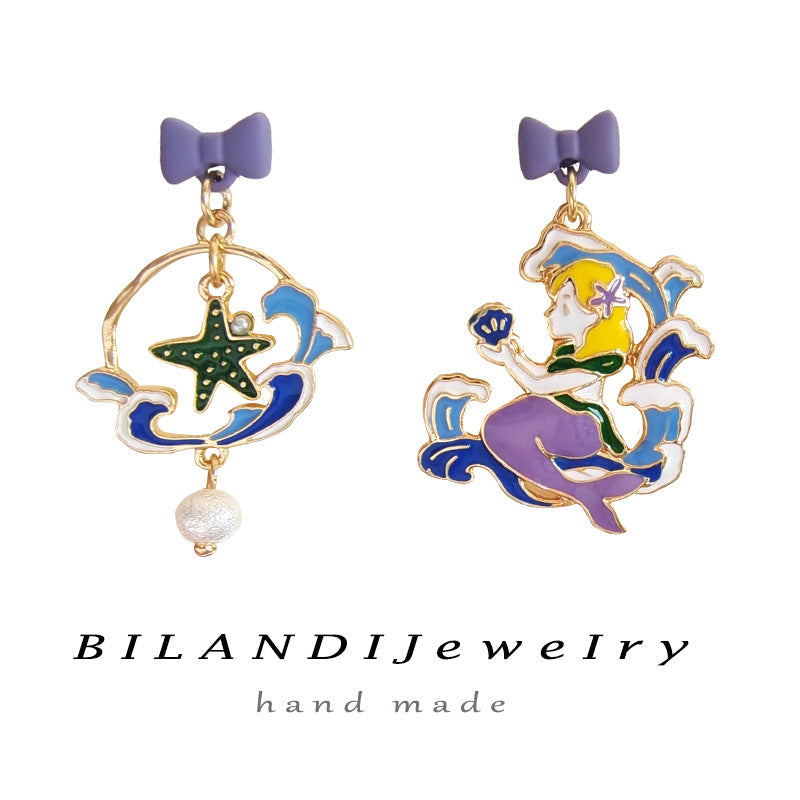 Alloy cartoon bow asymmetric earrings MYA-BLD008