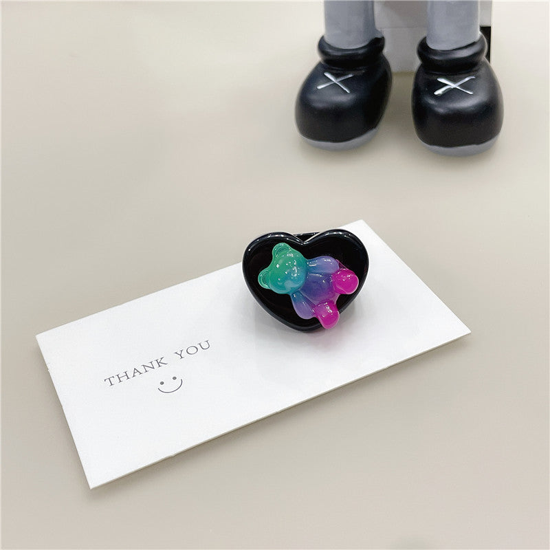 Resin Vintage Two tone Bear Ring MIC-JianY004