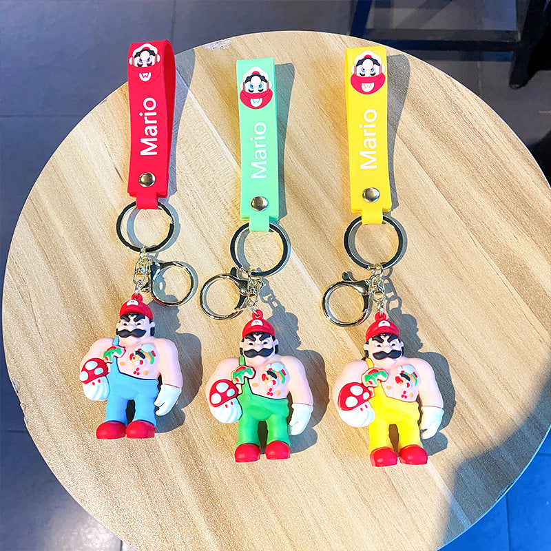 PVC Muscle Mario Anime Doll Keychain MIC-MLZ003