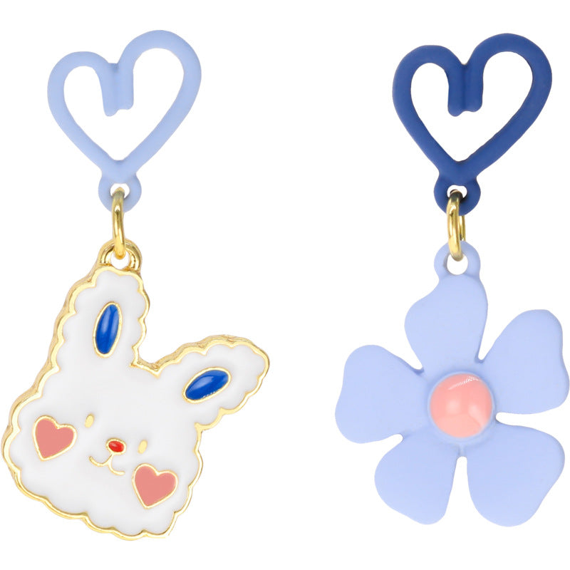 Alloy blue flower rabbit ear clip (Minimo de Compra 2) MIC-ShangY002