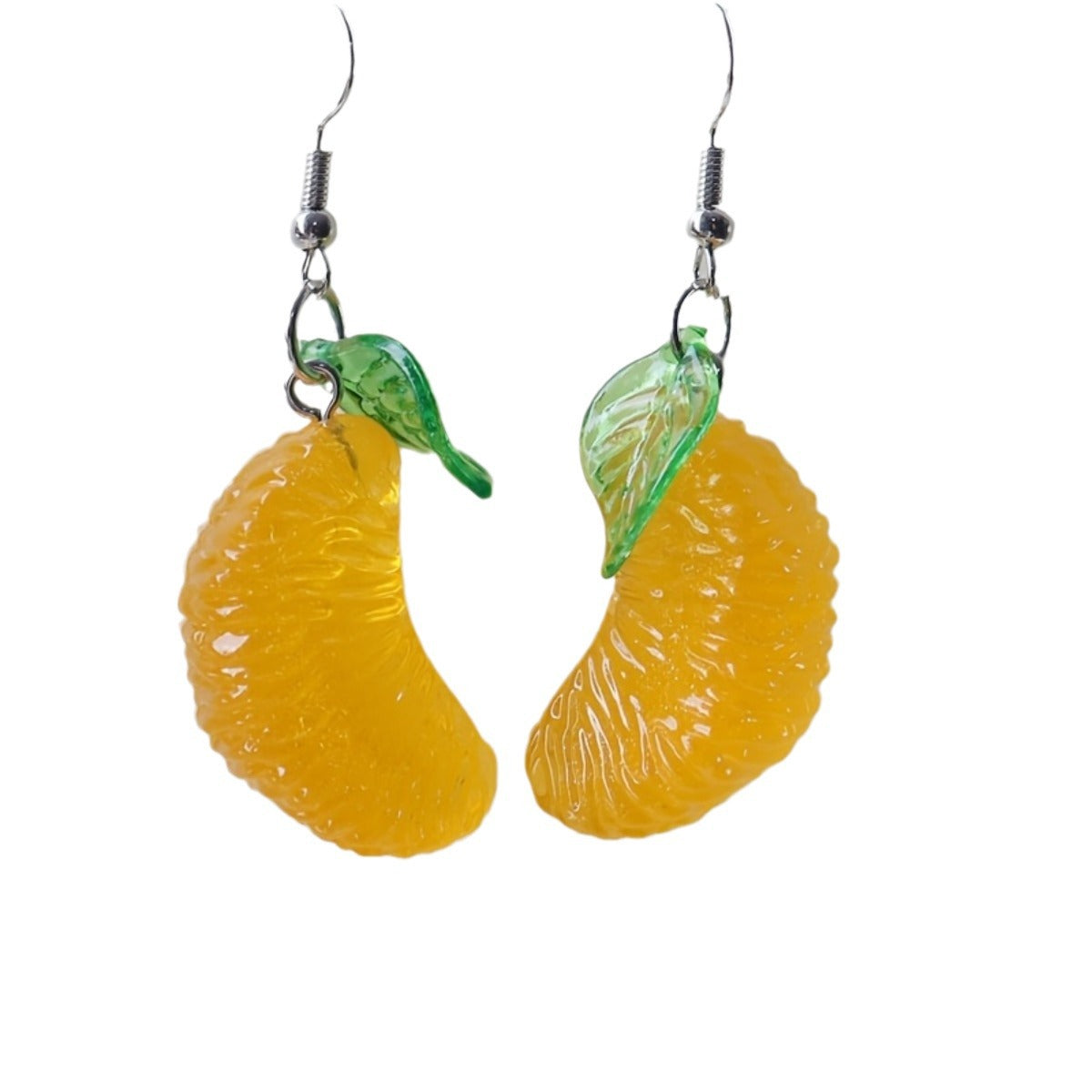 Alloy resin green leaf big yellow pomelo earrings (Minimo de compra 2） MYA-GenL003