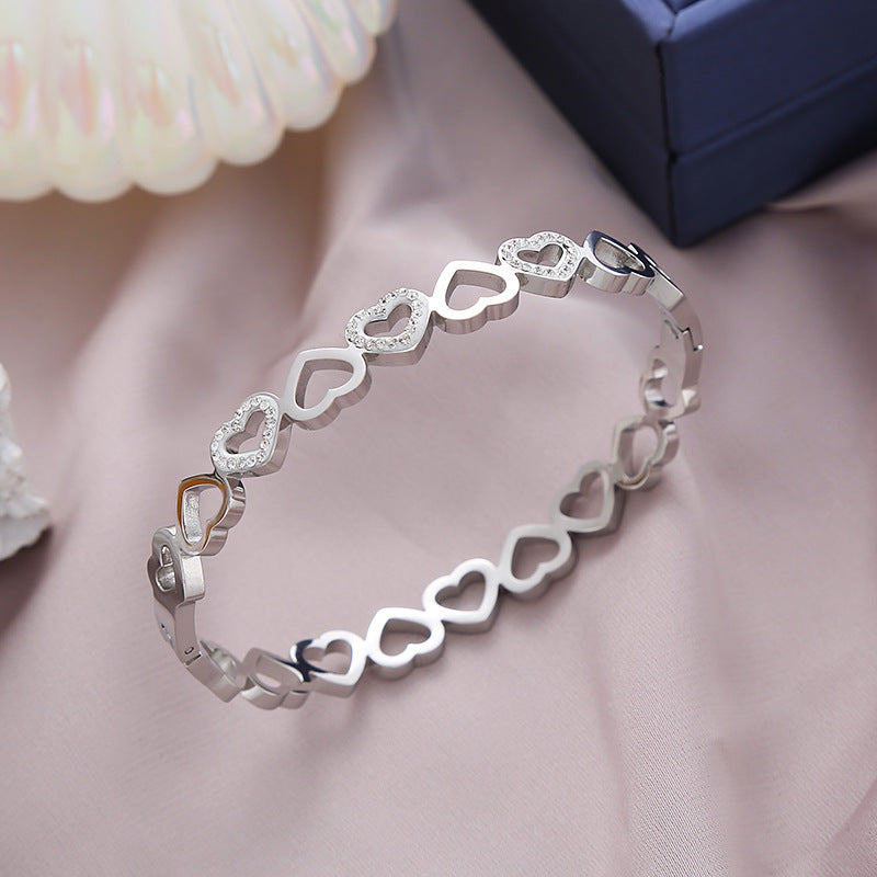 Diamond Heart Stainless Steel Bracelets