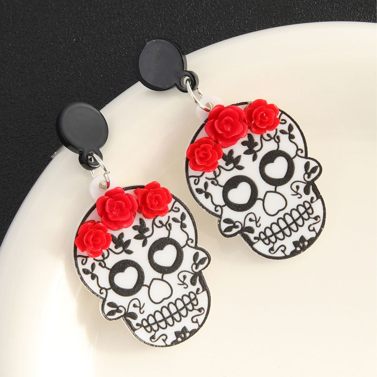 Acrylic Dark Brother Rose Earrings MYA-HuiS001