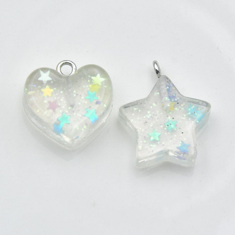 Resin glitter glitter heart accessories MIC-HuiX005