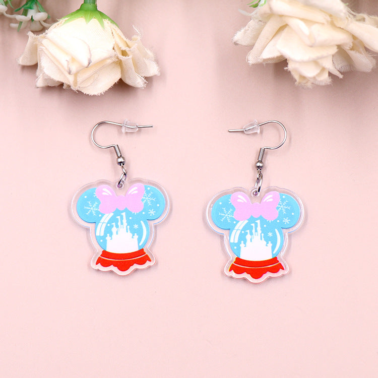 Acrylic Castle Crystal Ball Earrings (Minimo de compra 5) MIC-XiaoY032