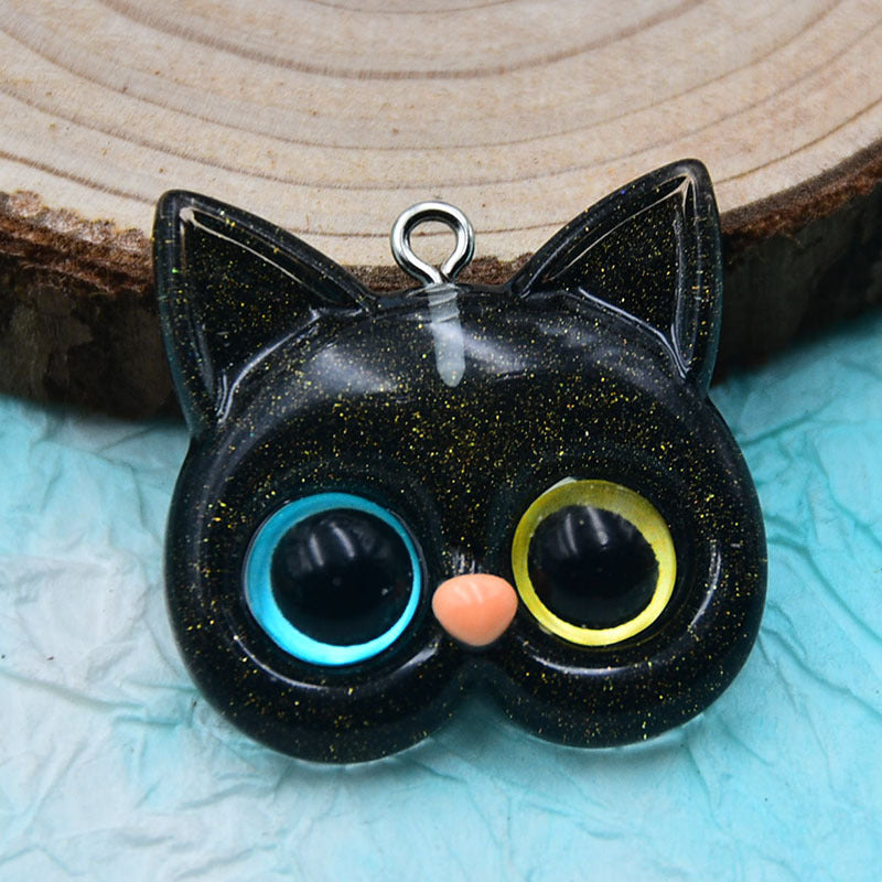 Resin cartoon different pupil teddy bear cat accessories MIC-ZhiB012