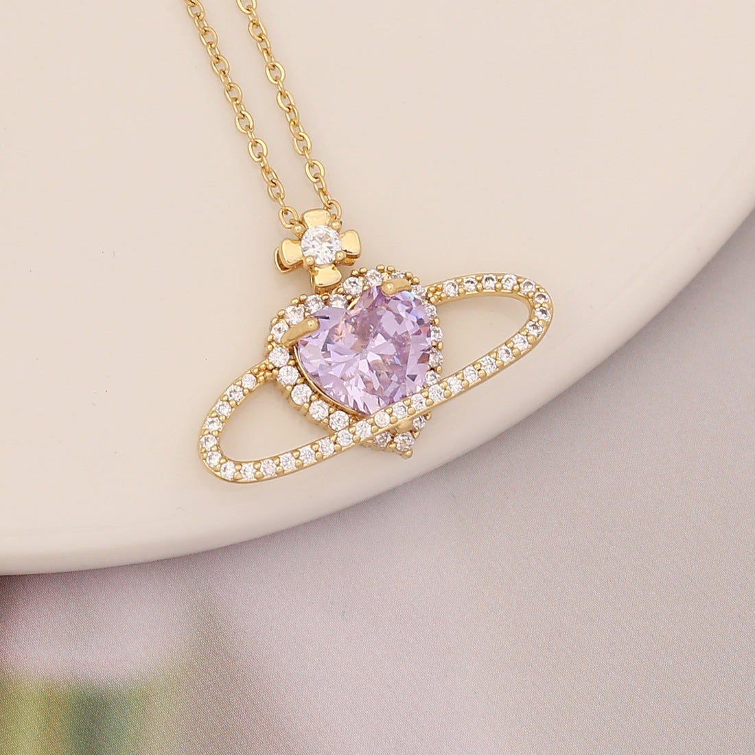 Necklaces Copper Zircon Stainless Steel Fantasy Purple Series BingM025