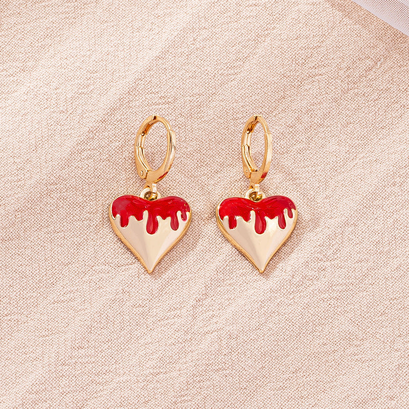 Alloy Peach Heart Oil Dropping Earrings (Minimo de compra 2) MIC-HLM001